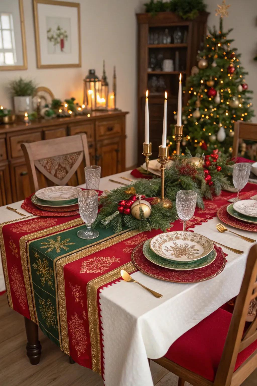 Classic Christmas colors establish a welcoming and pleasant ambiance for your table.
