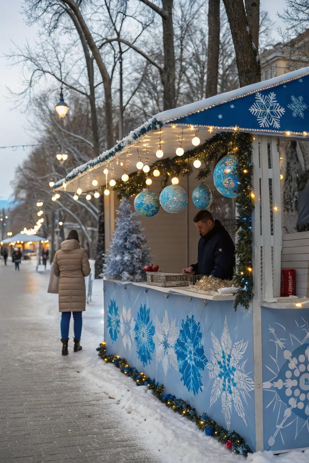 A tranquil, Winter Wonderland-themed stall embodies the spirit of the season.