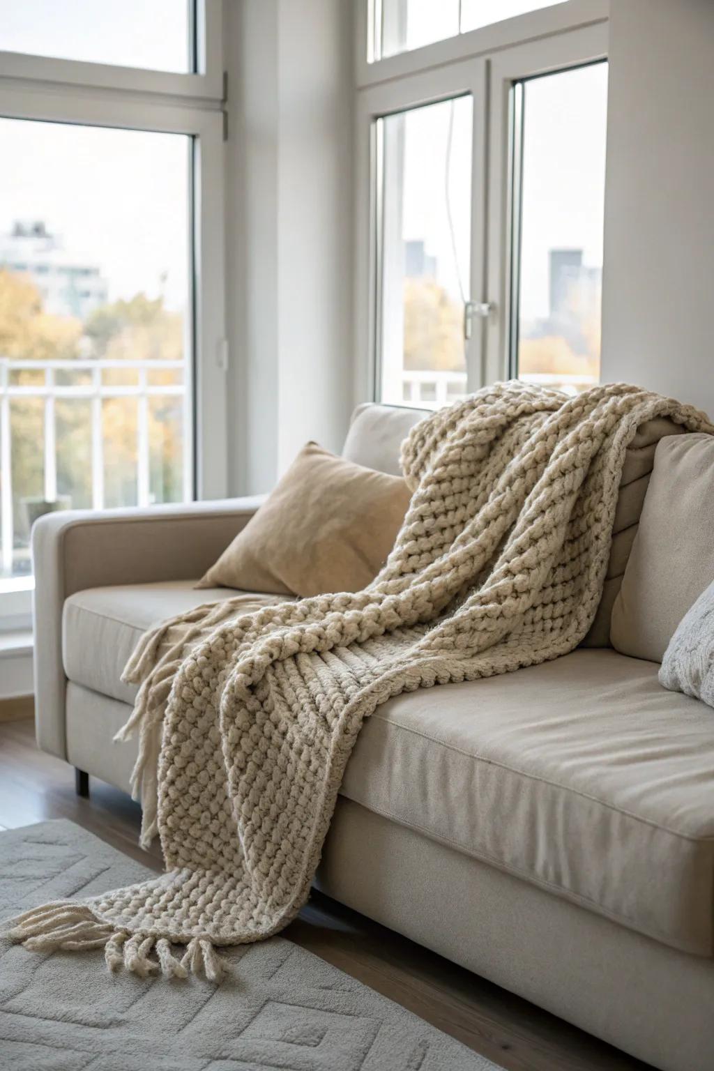 Neutral shades create a timeless plush blanket.