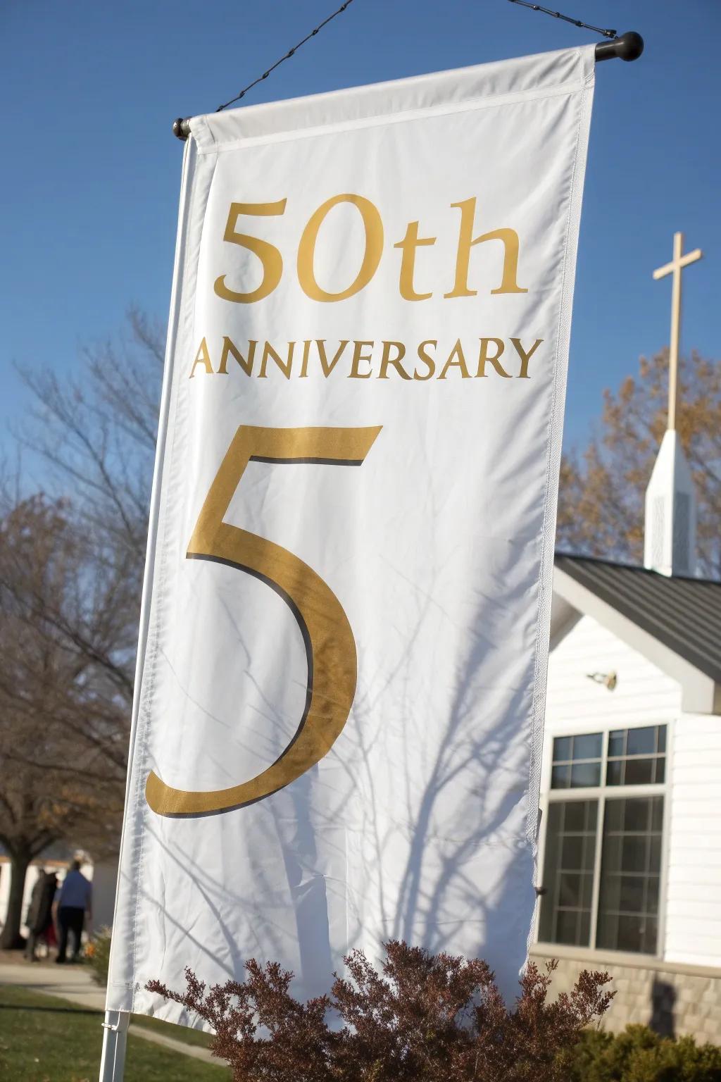 Emphasize the milestone year with striking numerals.