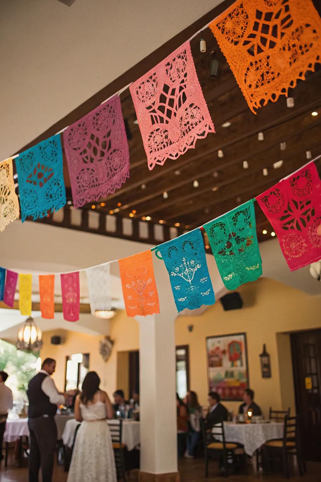 Illuminate your area with classic papel picado banners.