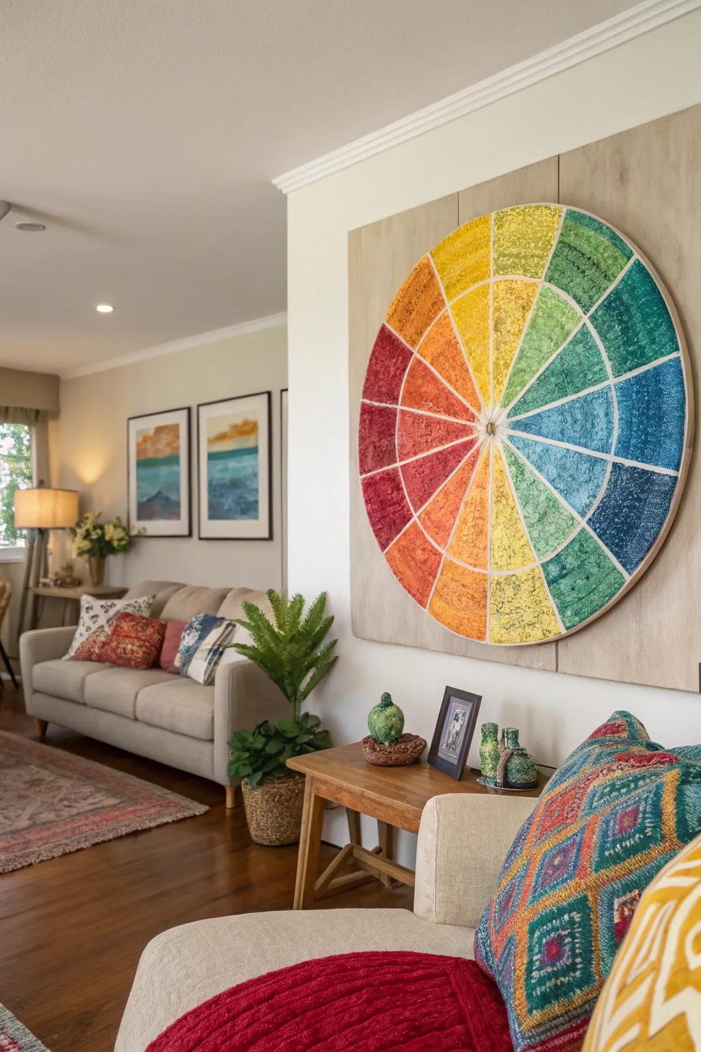 Bring a burst of color with non-representational circle art.