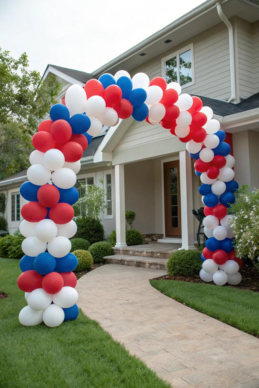 A vibrant balloon archway acts as the ideal welcome.