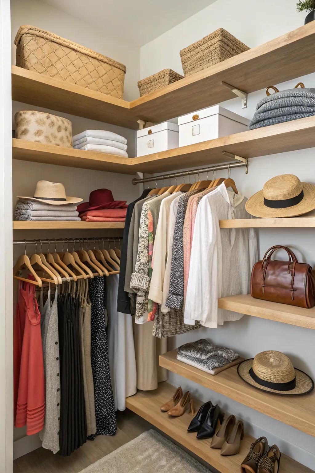 Exploit up-and-down space with graceful angle racks.