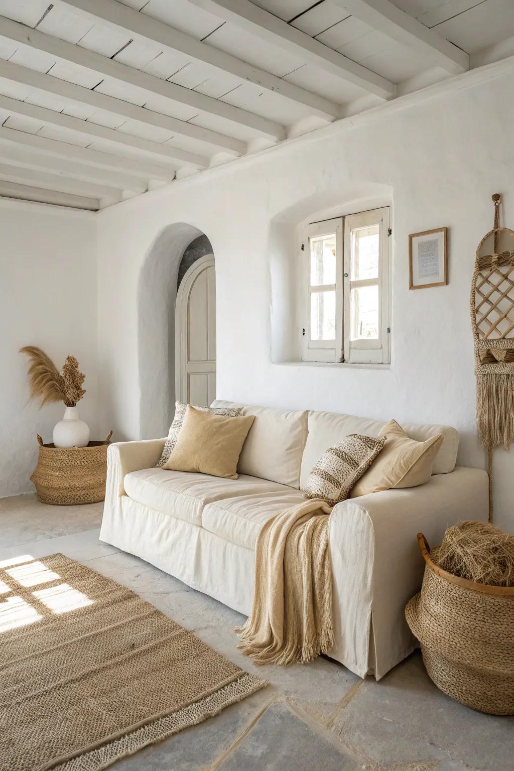 A soft palette prepares the environment for a coastal stylish feel.