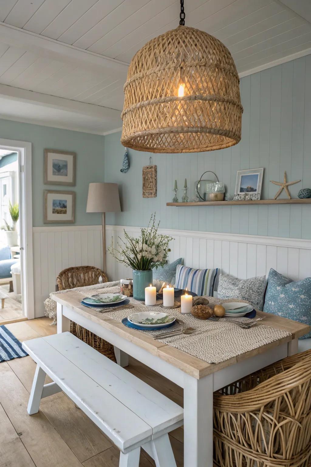 Woven beauty lights gently usher in a touch of the seaside to your dining space.