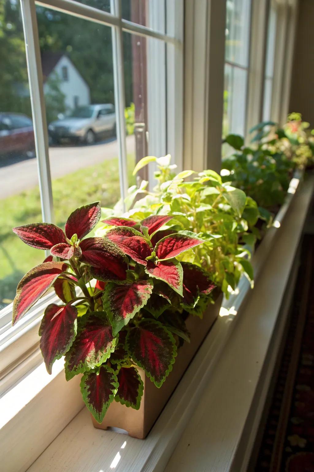 A vivid pairing of scarlet and verdant Painted Nettle creates an impressive display.