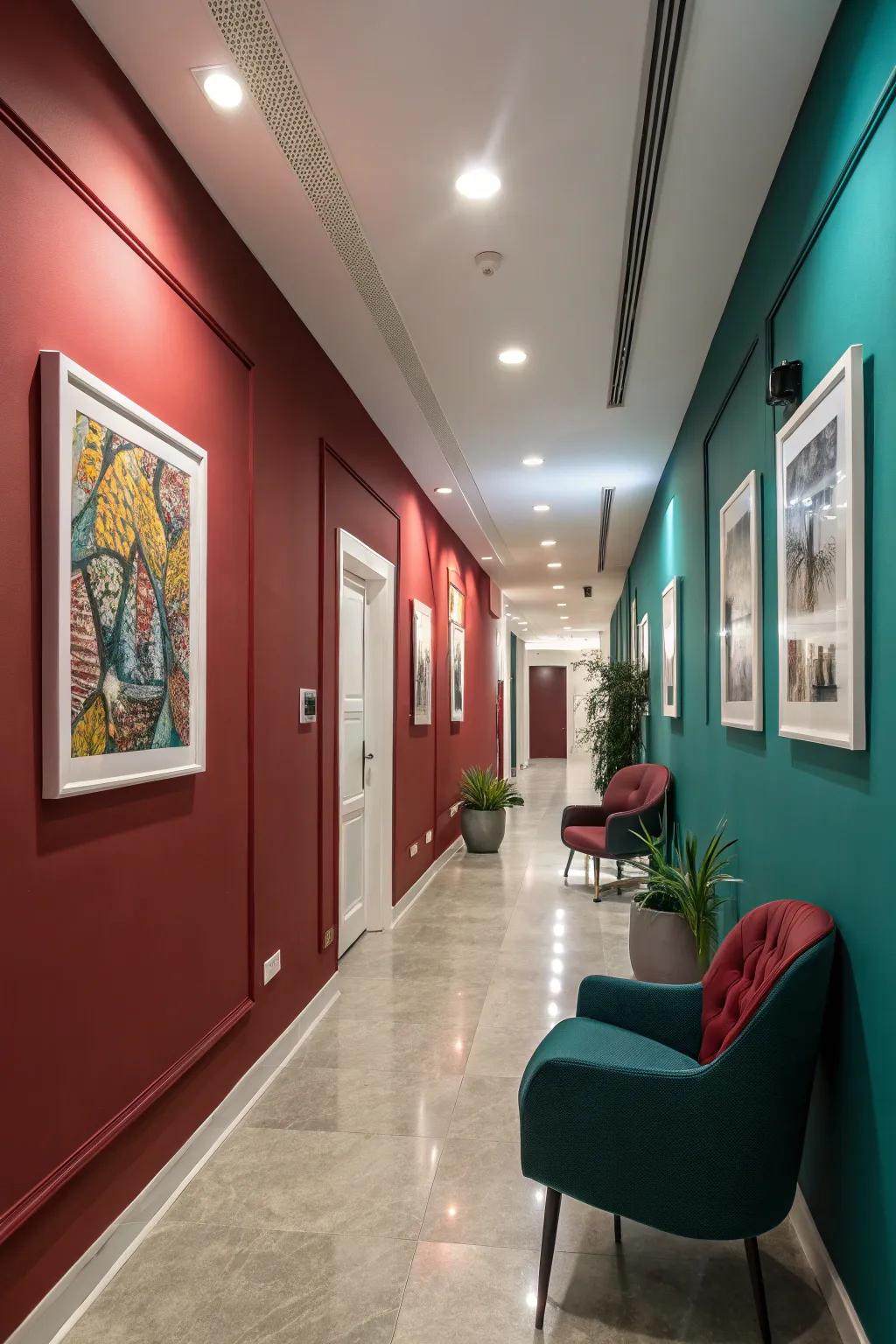 Deep scarlet or turquoise walls bring a sense of opulence and comfort.