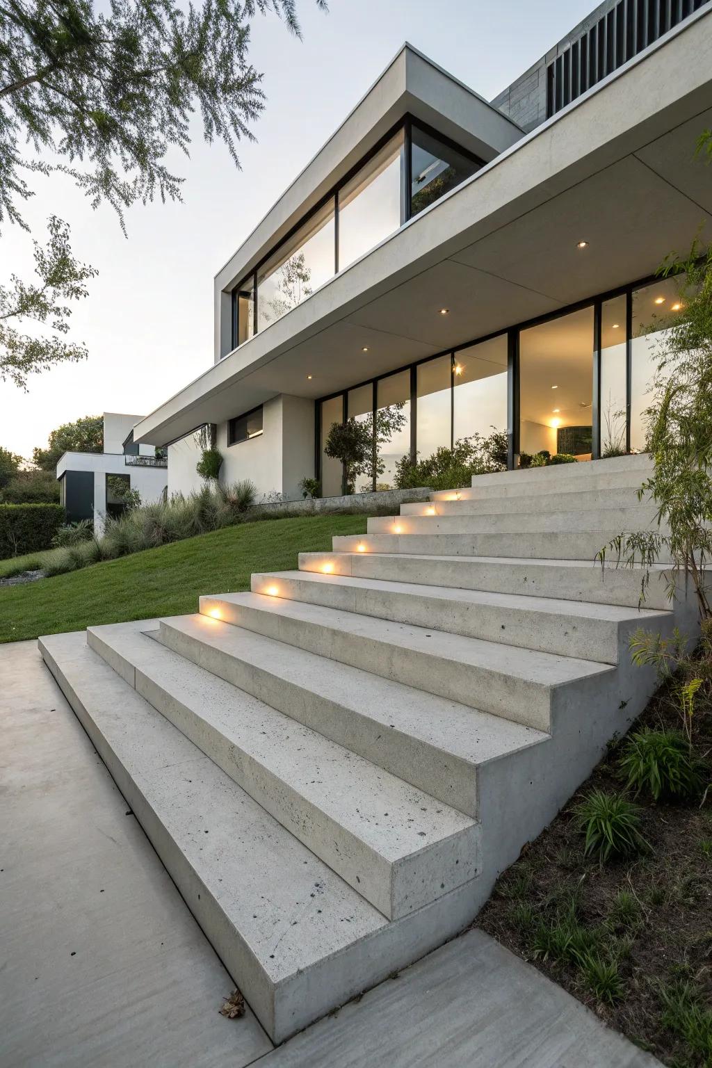 Sleek steps for a minimalist entrance.