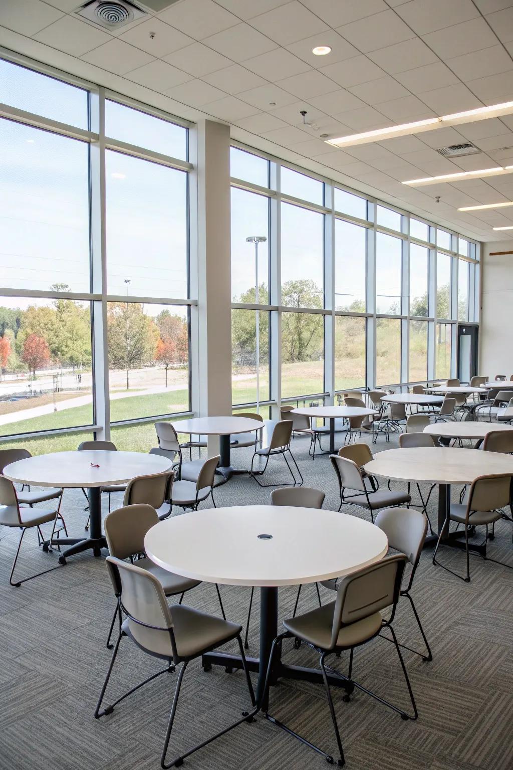 Adaptable tables ensure flexibility for every kind of meeting.