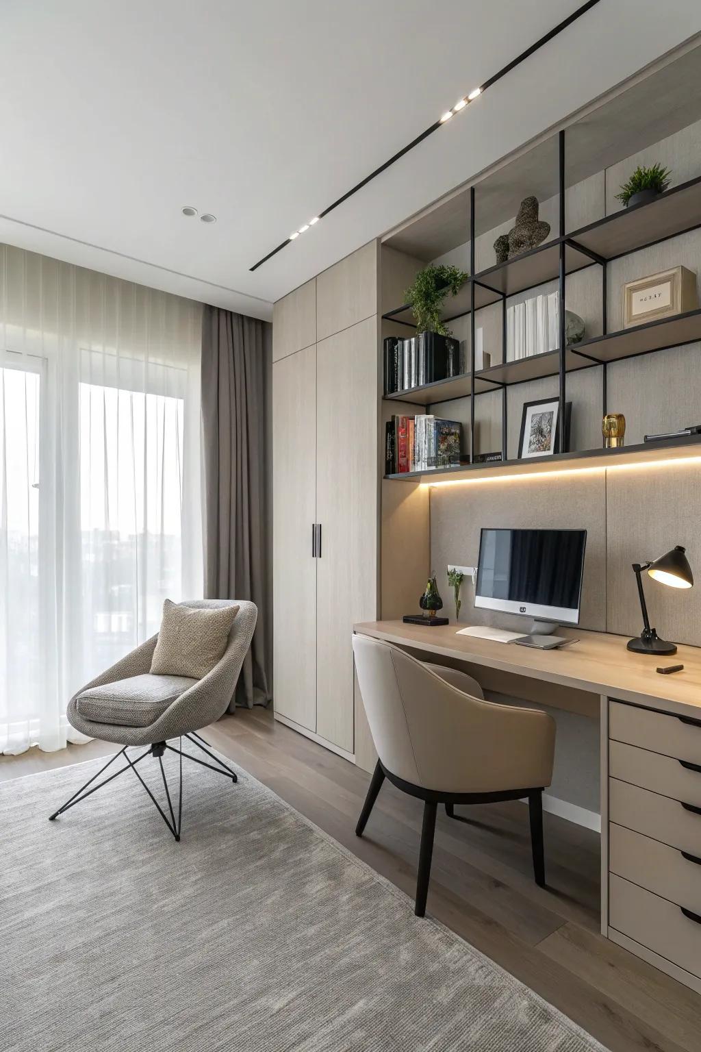 A minimalist office design to support attentiveness and mental clarity.