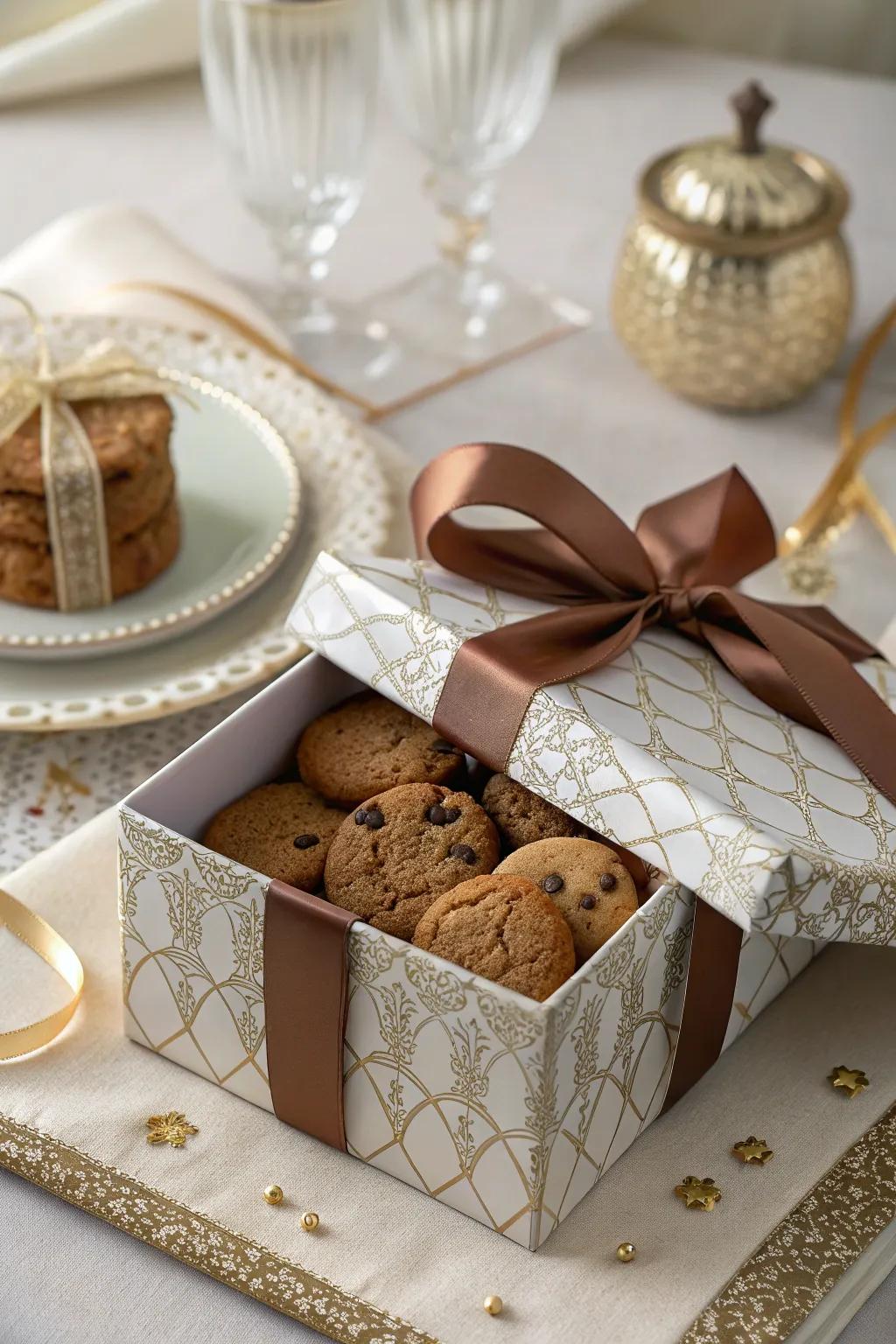 Elegant present holders turn biscuits into a classy present.