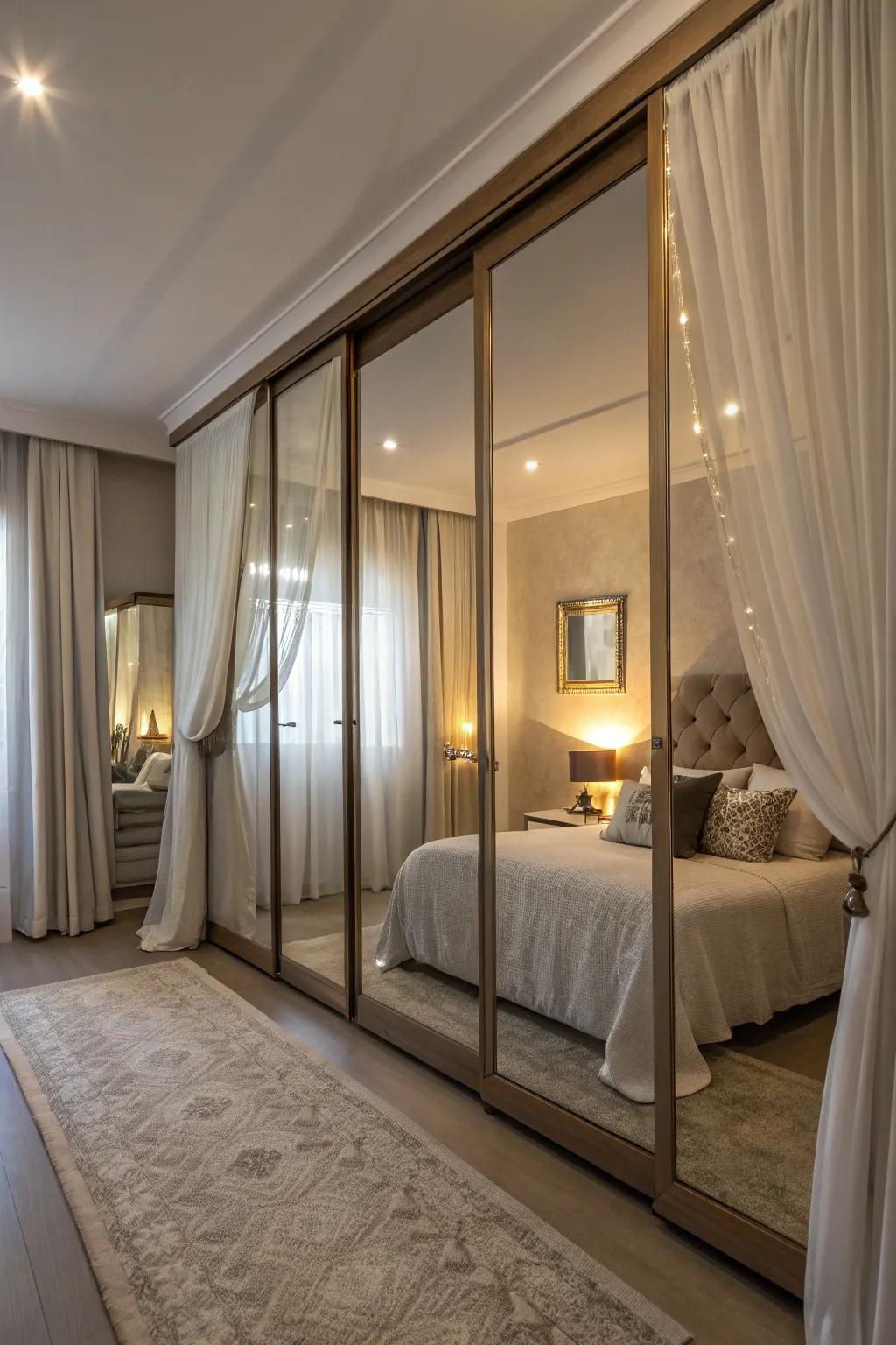 Ethereal textile curtains bring sophistication while softening the overall feel.