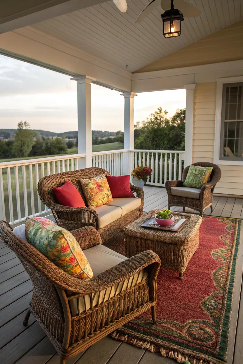 A comfortable seating arrangement beckons you to unwind and de-stress.