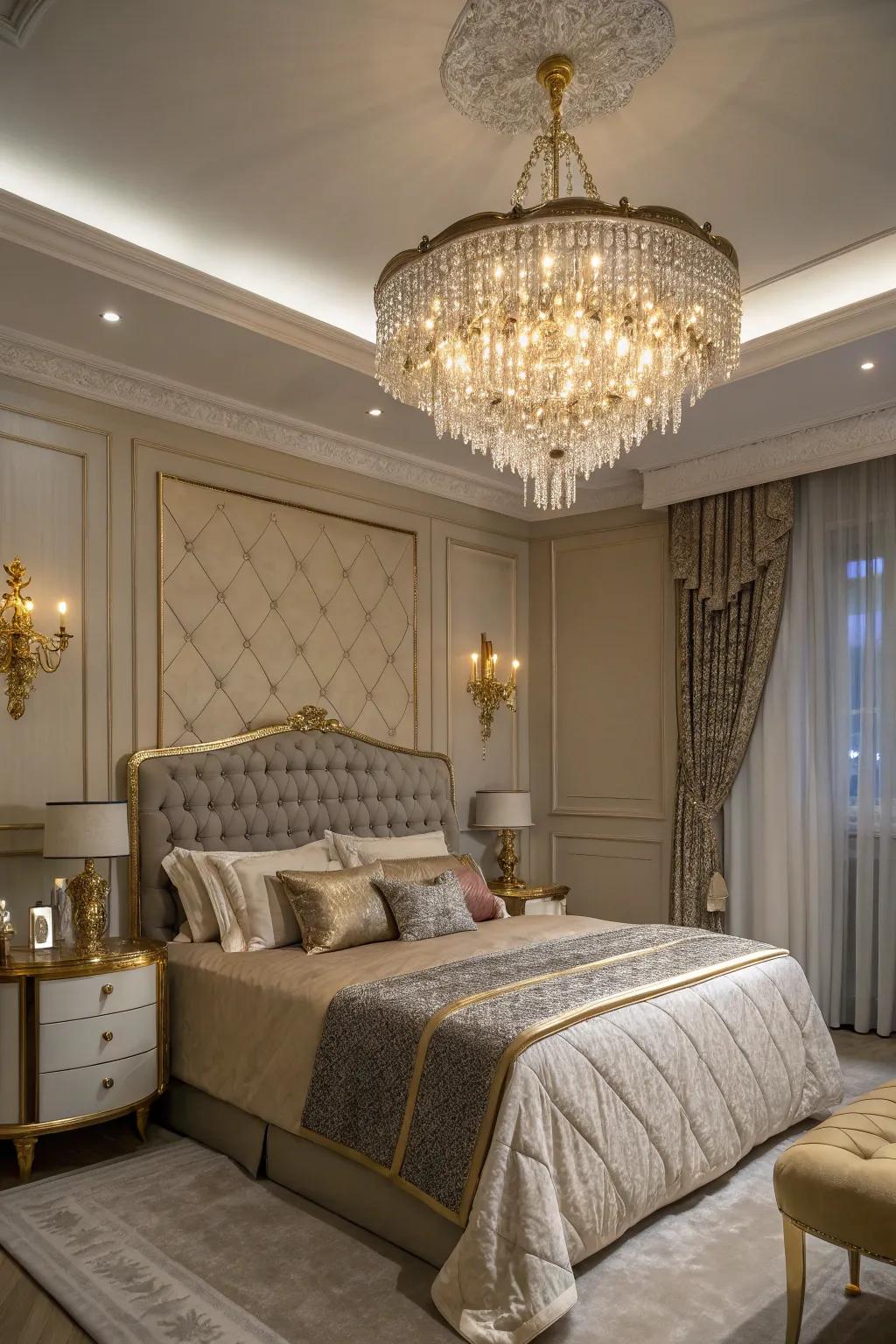 A radiant chandelier adds a note of sophistication and allure to any room.