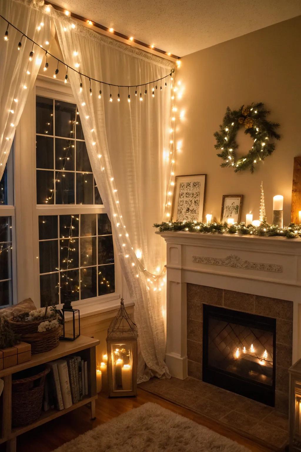 Light strands contribute a whimsical aspect to any living space.