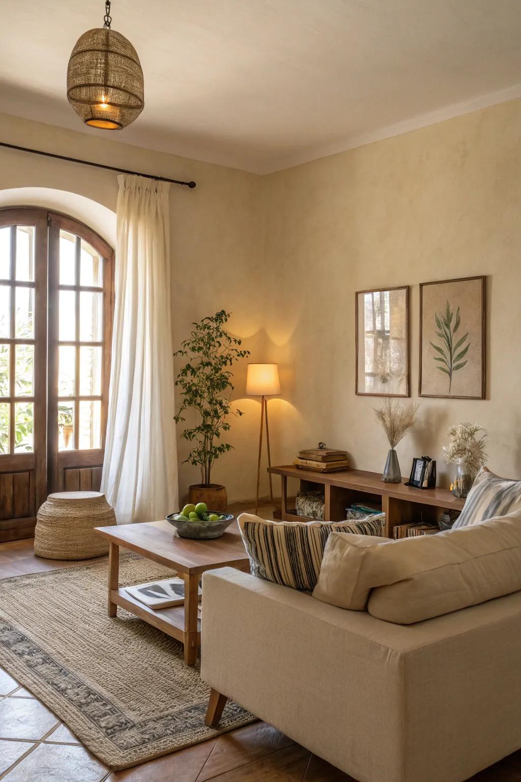 Light-brown walls evoke a calm, inviting feeling.