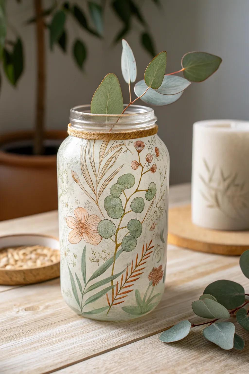 Redesign everyday vessels into eye-catching decor with natural-inspired designs. 🌿✨ #CraftsForAdults #ScandiBoho #DIYDecor