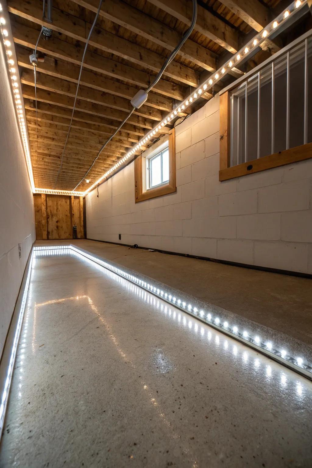 Use efficient illuminating strips to transform your crawl space.