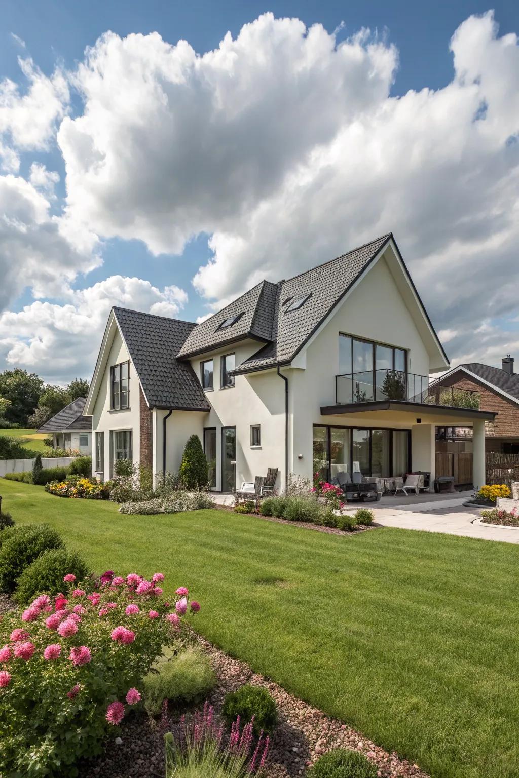A residential design that challenges standard architecture with its inclined configuration.