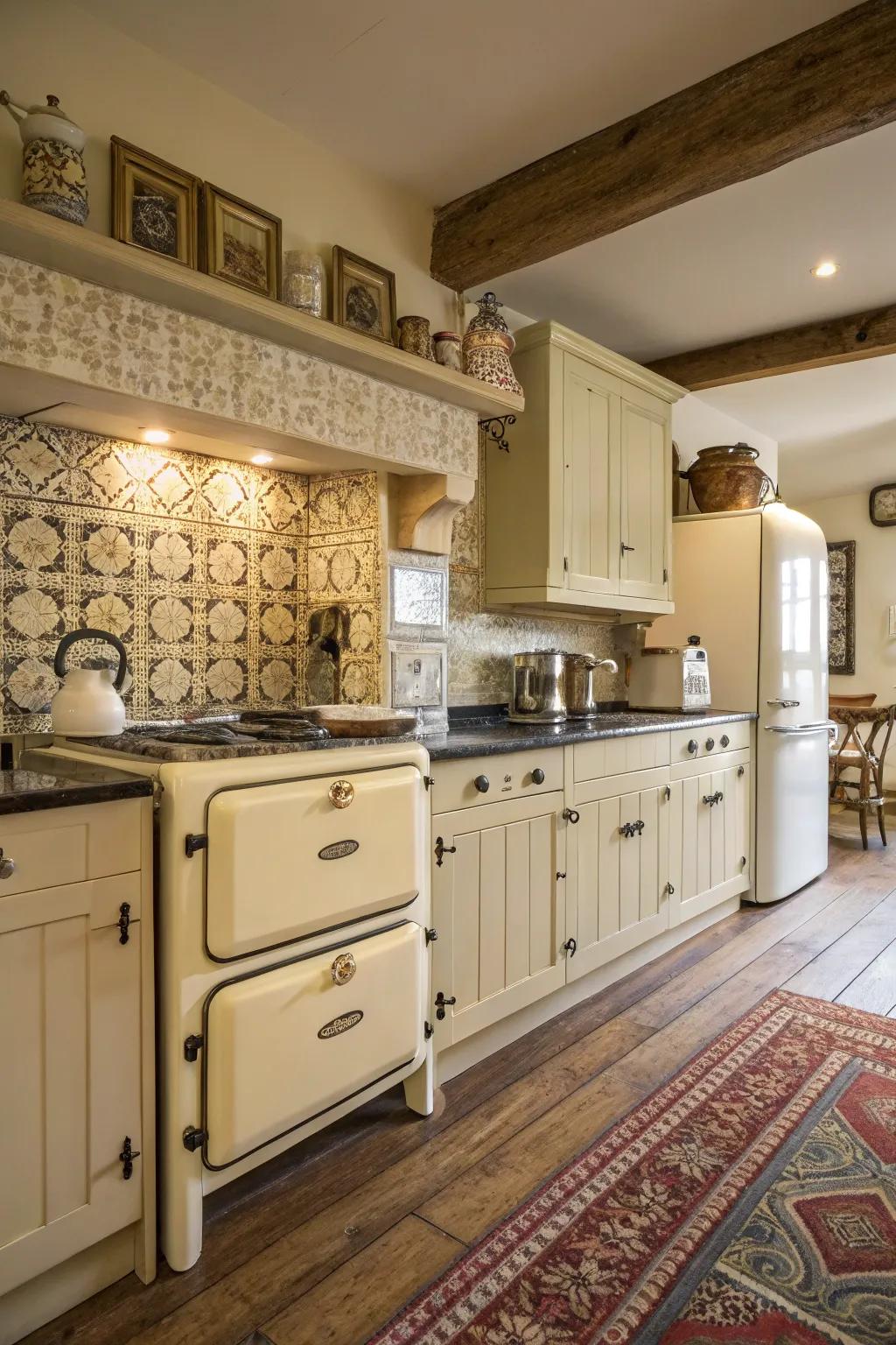 Classic cream cabinets evoke enduring charm.