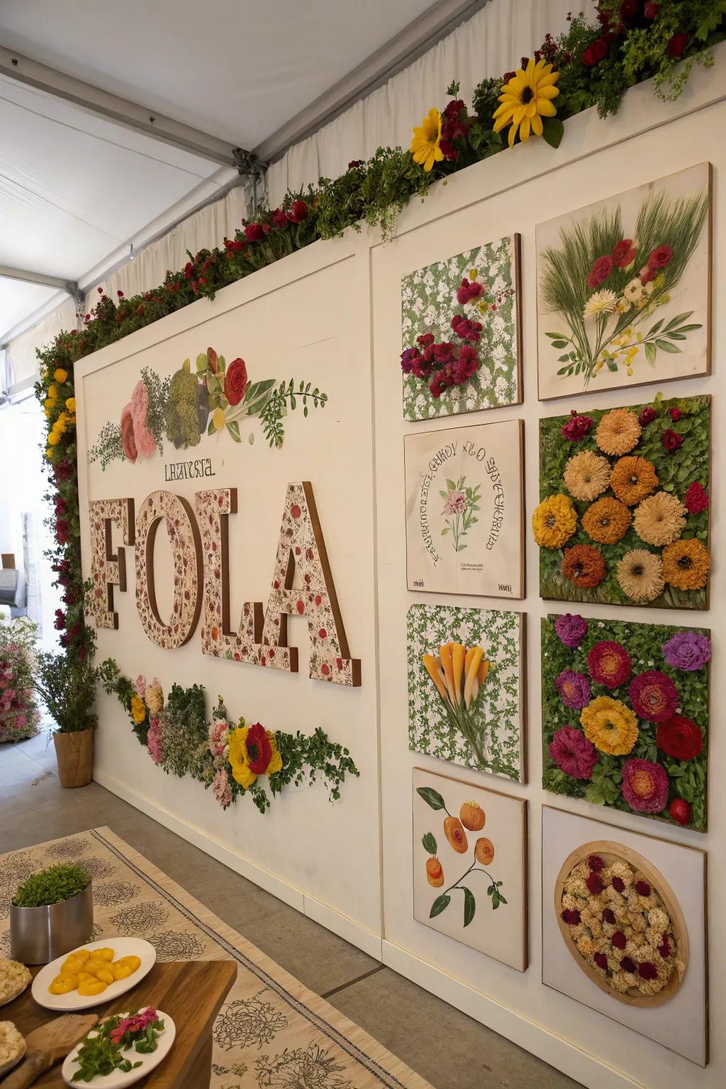An innovative lexical display incorporating floral and culinary themes