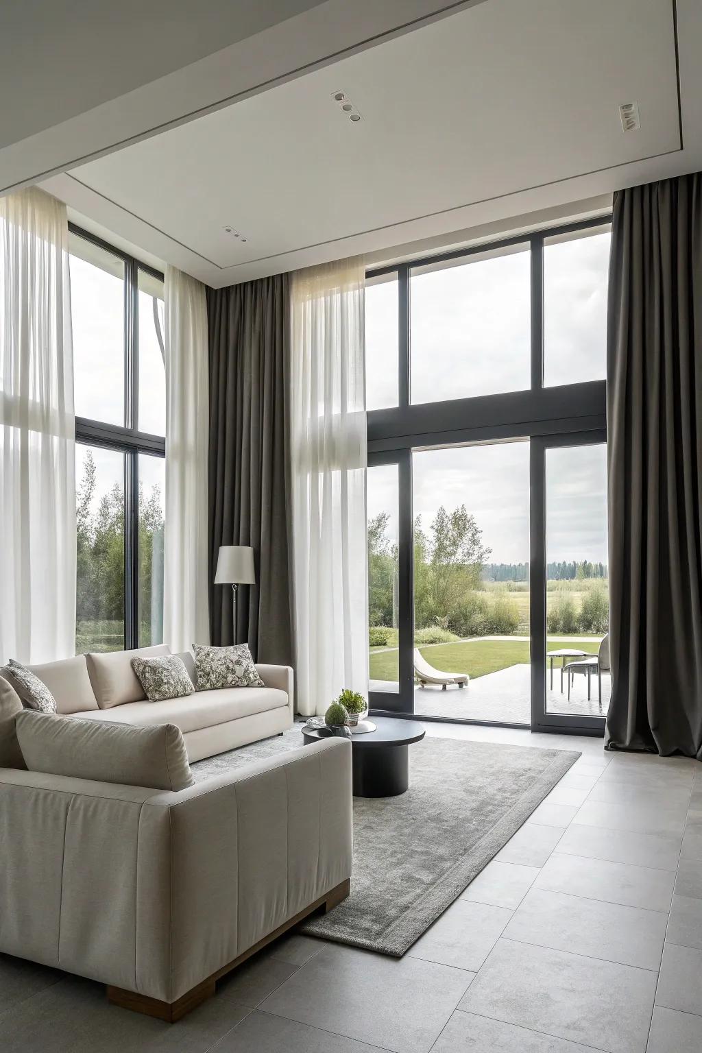 Single-shade curtains introduce a sense of modern refinement.