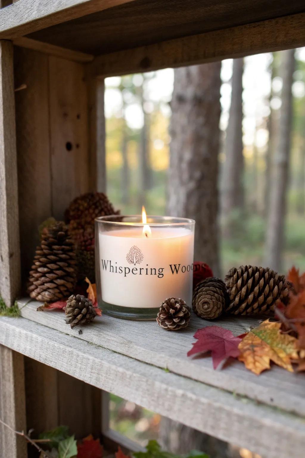 Rustic Display Featuring Forest Murmurs Candle