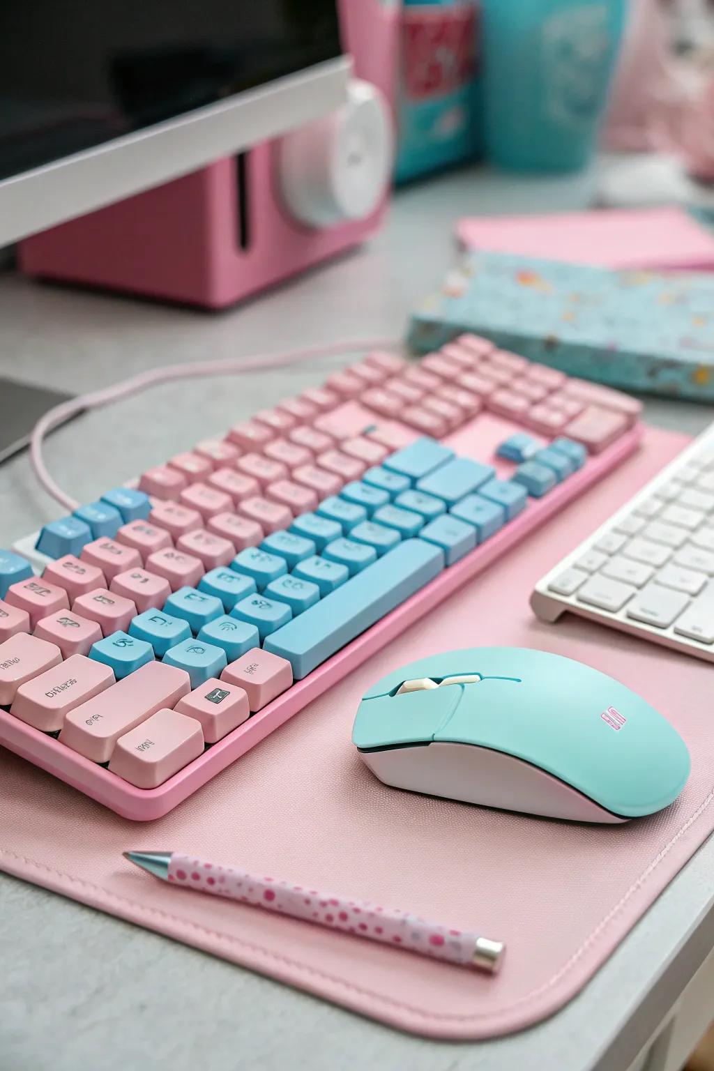 A soft-tone-centered PC station that radiates charm and serenity.