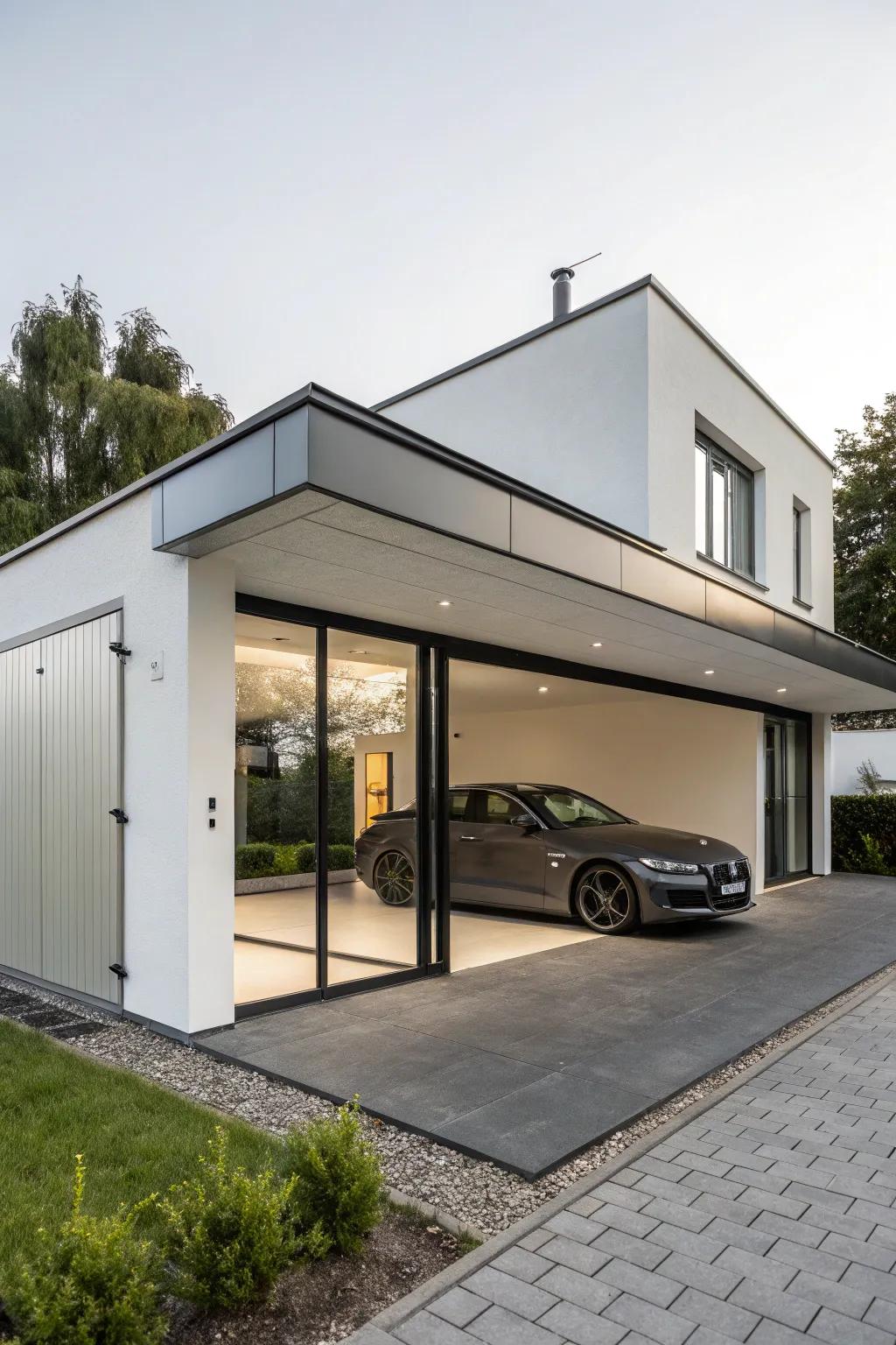 A sleek modern garage showcasing elegance and simplicity.