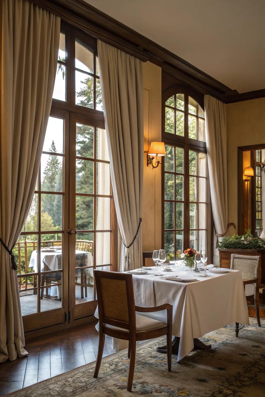 Window coverings highlighting expansive windows to maximize natural illumination.