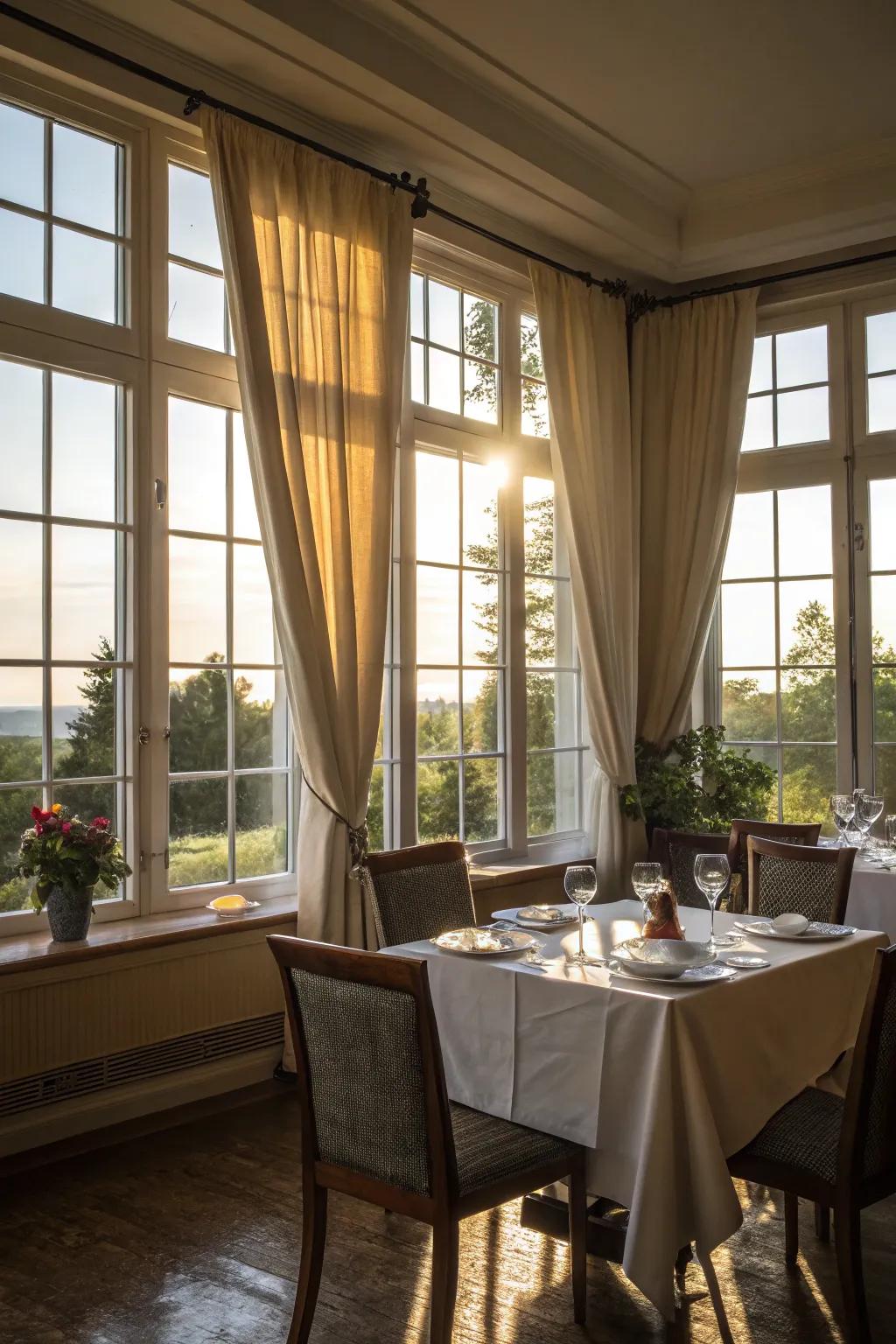 Use natural light to craft an inviting dining space.