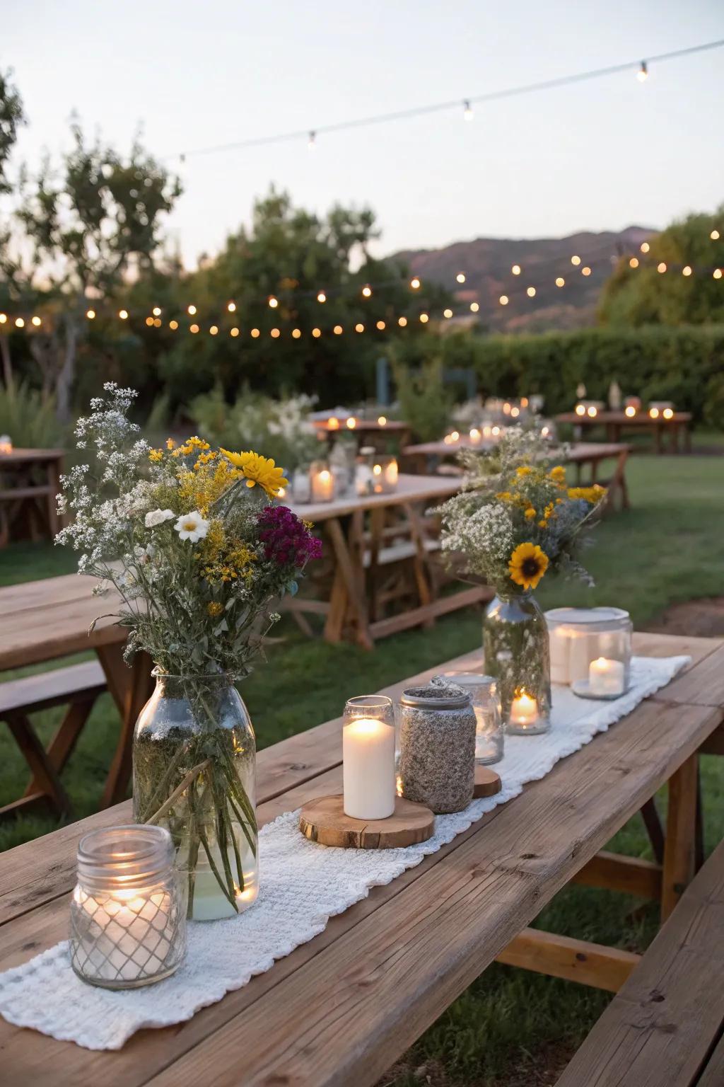 Country charm sets the stage for a warm, close-knit party.