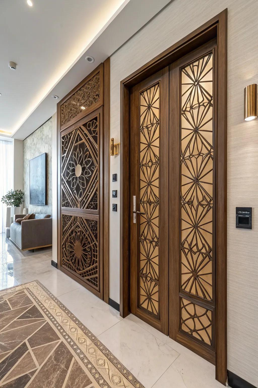 A contemporary spin with do-it-yourself geometric wood treatments.
