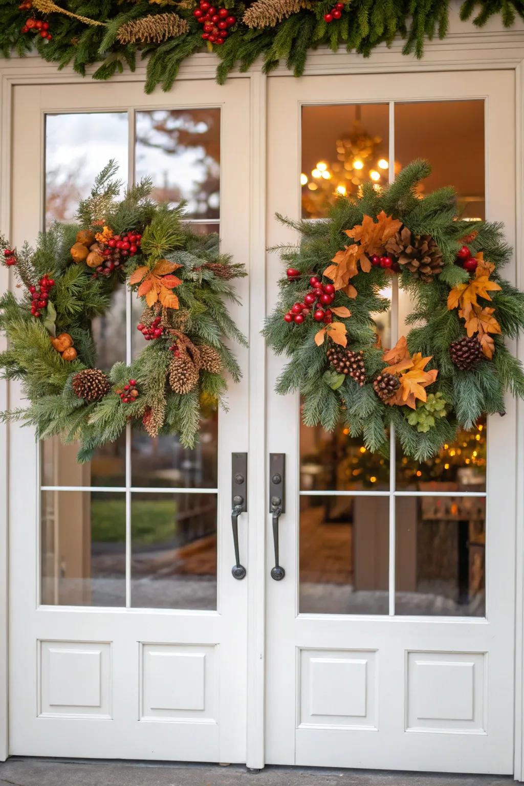 Enhance your entryway with seasonal garlands that bring nature's beauty to your doorstep.
