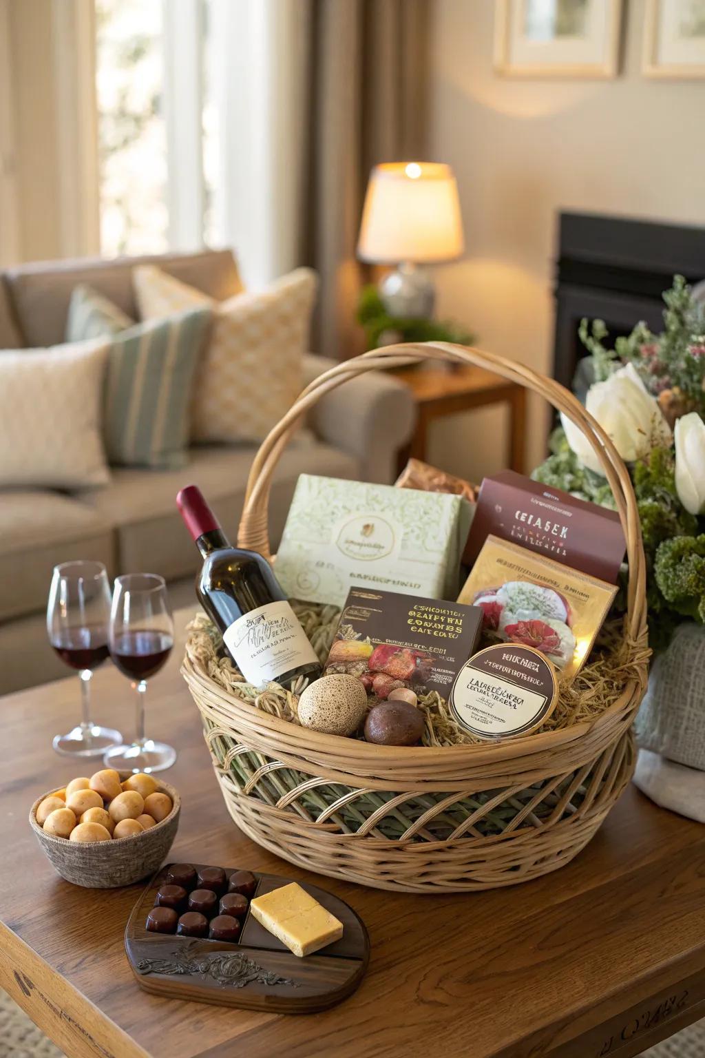 An epicurean delight Easter basket, ideally suited for the sophisticated palate.