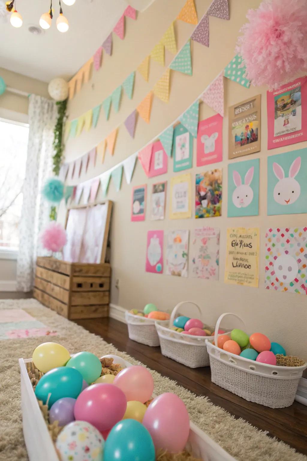 Quirky rabbit-themed decorations conjure Easter enchantment to life.