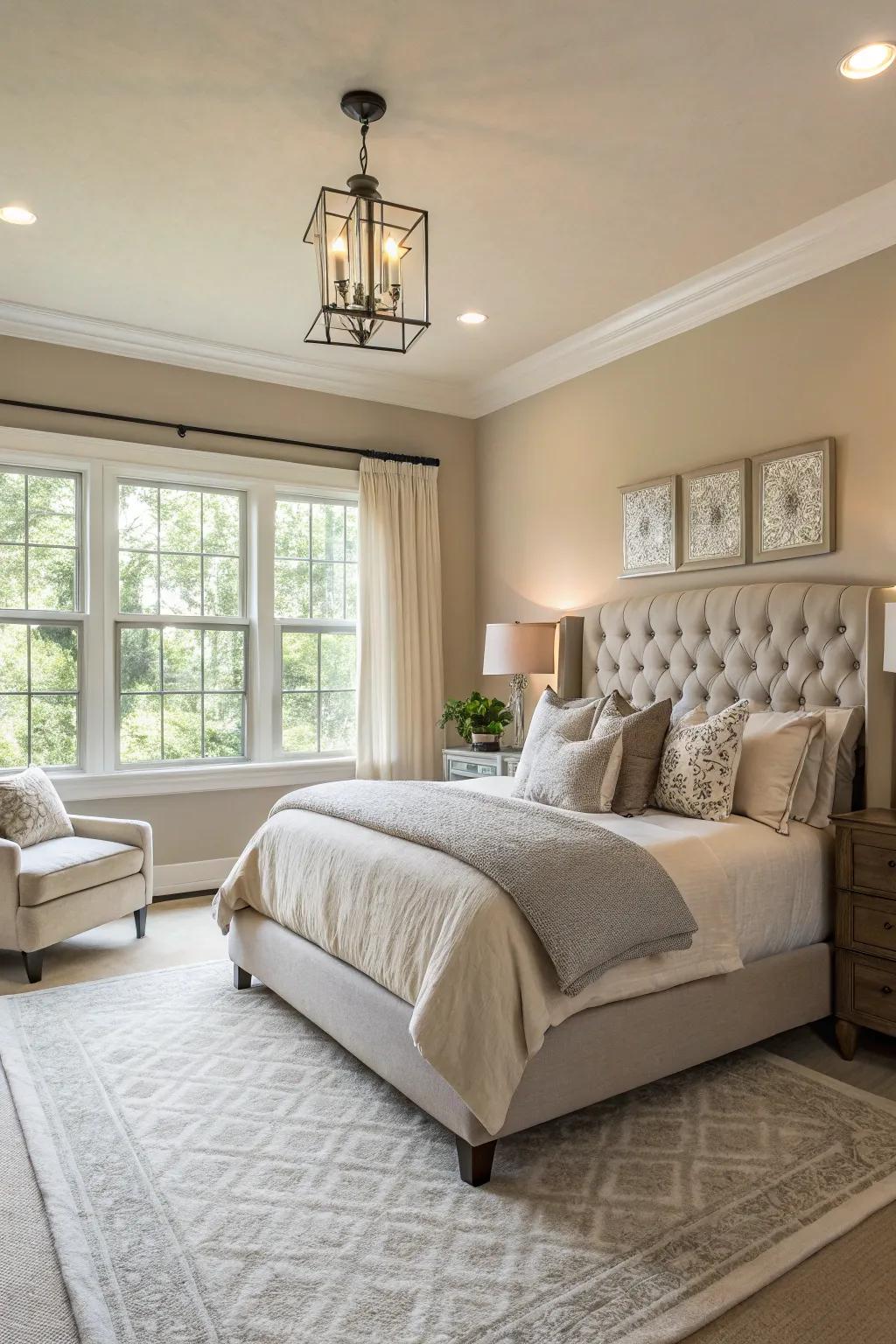 A subtle color scheme engenders a composed and exquisite environment.