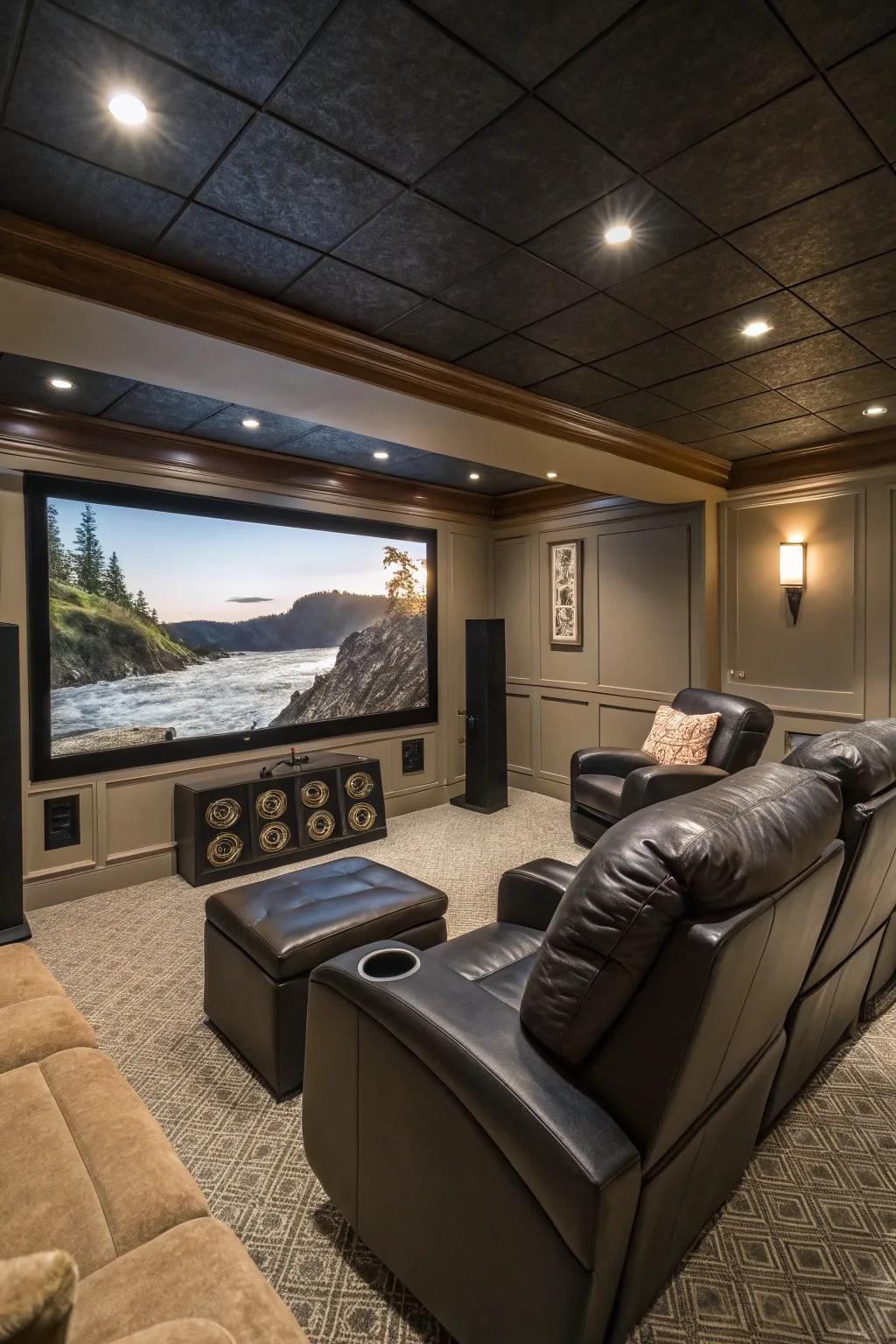 Engage in unparalleled cinematic adventures with a home theater crafted for utmost comfort.