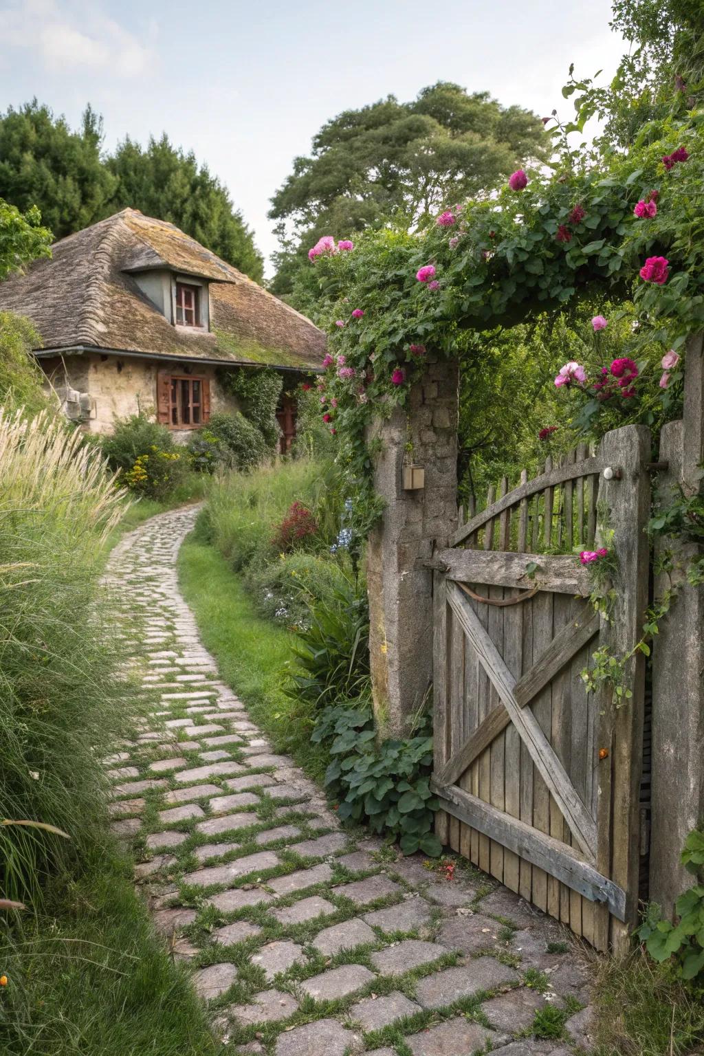 A country wooden gate that provides a hearty welcome to your home.