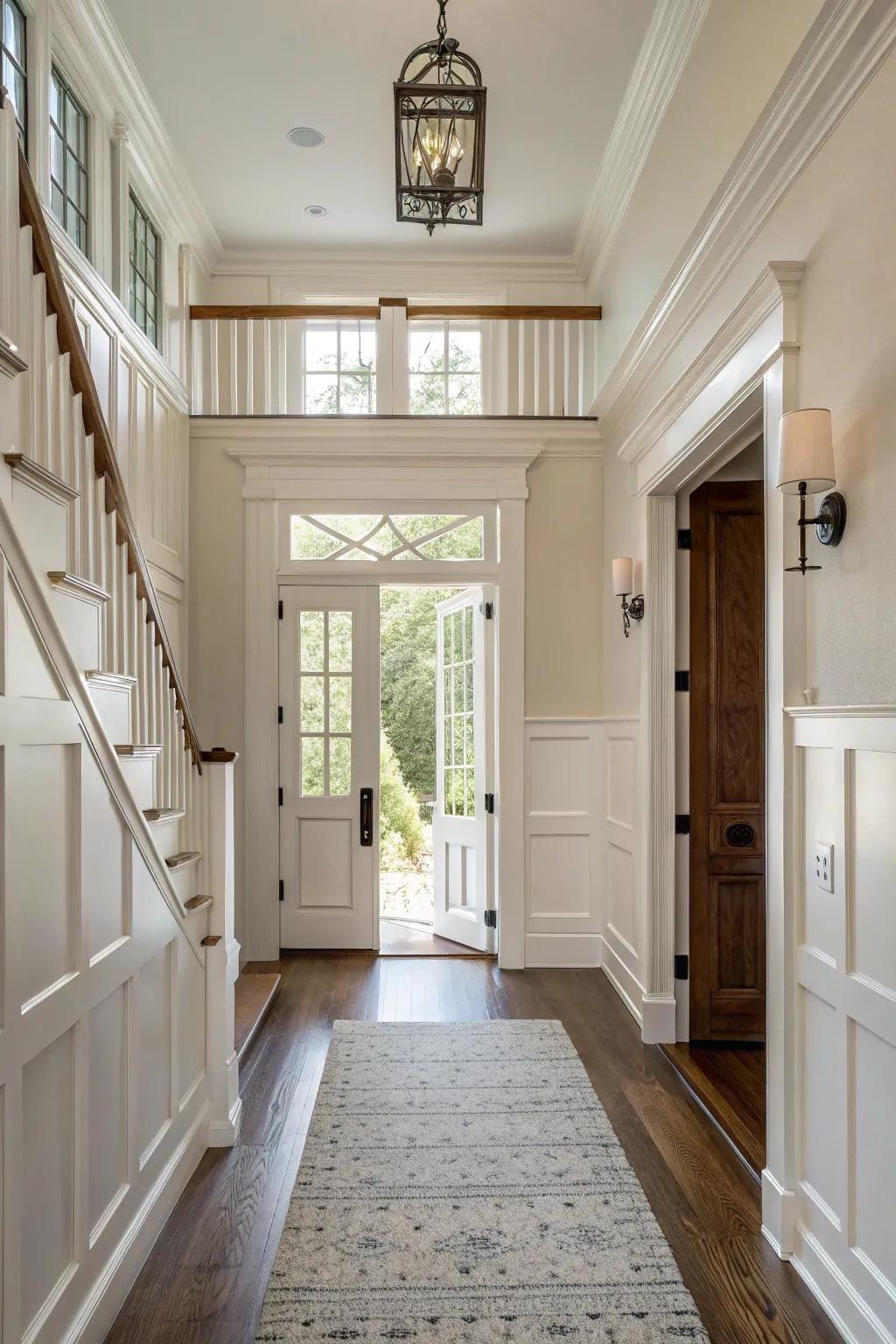 The allure of plank and trim paneling in a cozy, welcoming entryway.