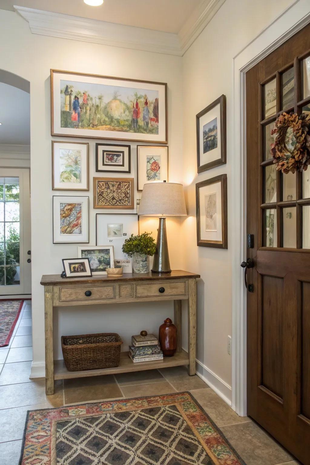 A gallery display enriches any entrance with character and warmth.