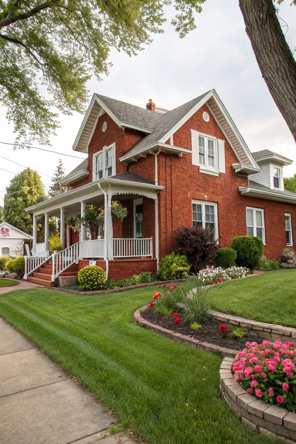 Traditional red brick homes radiate timeless elegance.