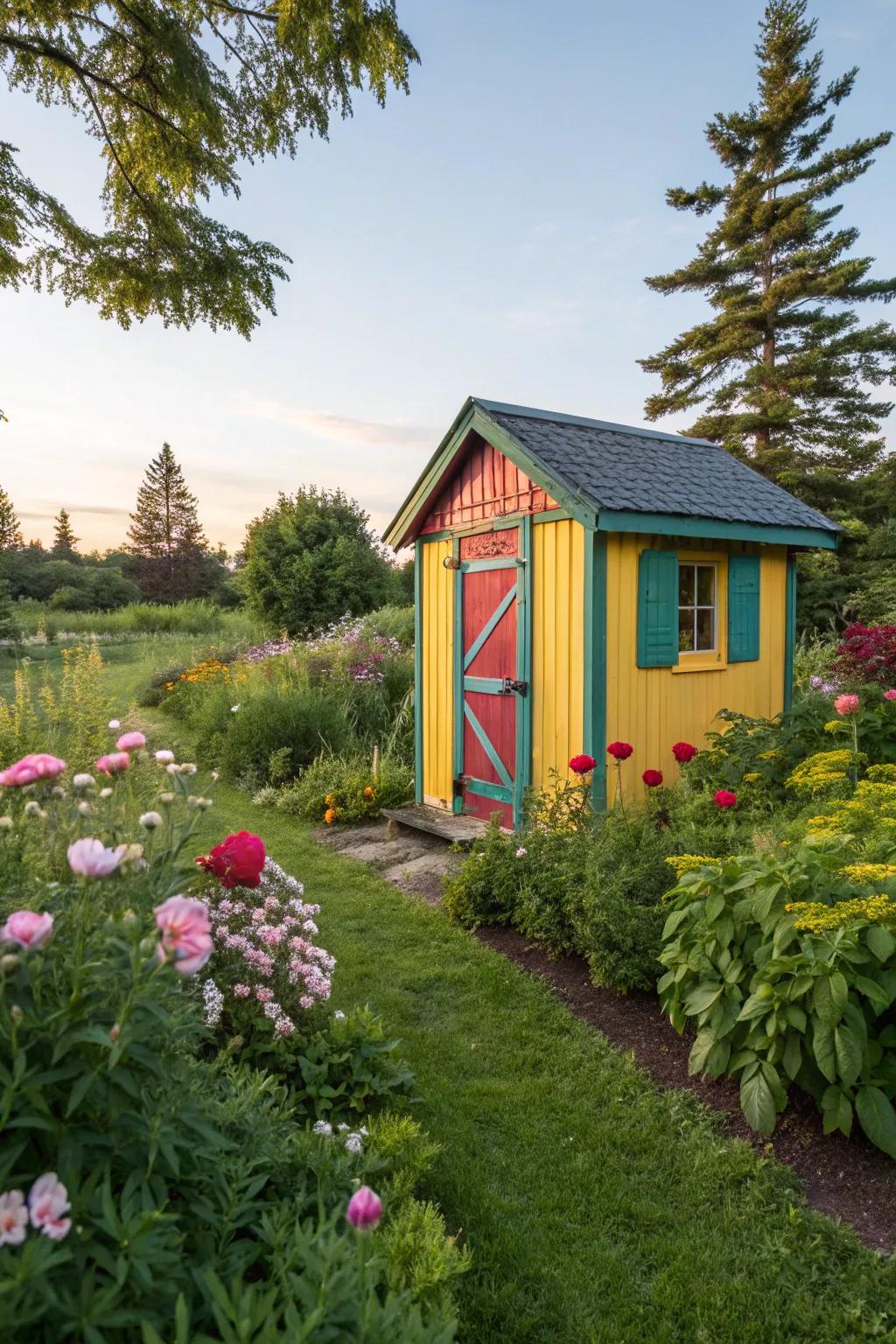 A dynamic splash of paint can revitalize any garden shed.