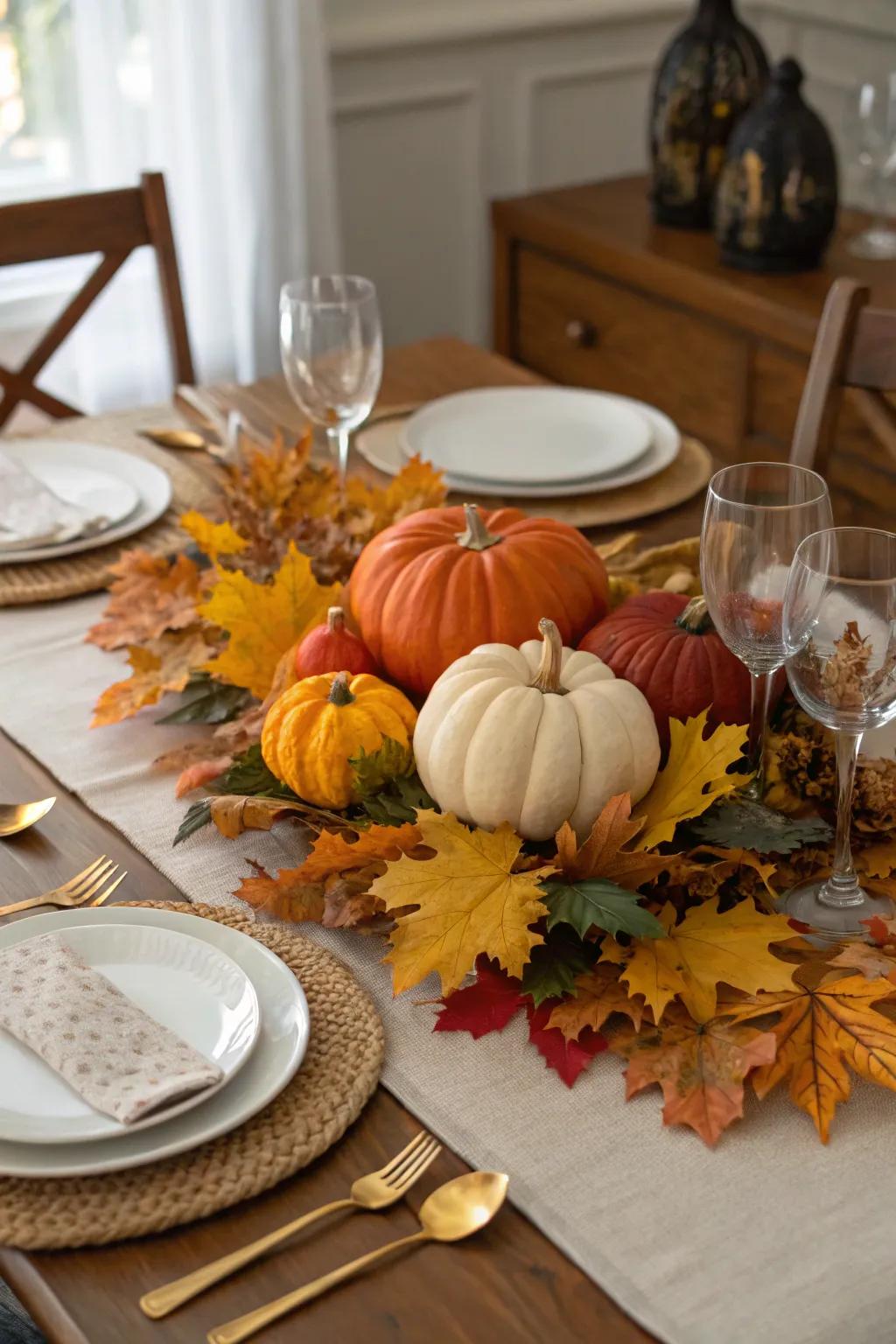 Gourd centerpieces bring a classic autumnal touch to any table setting.