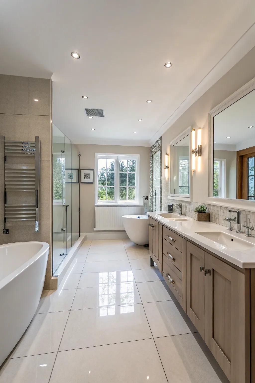 A family bathroom where space meets style seamlessly.