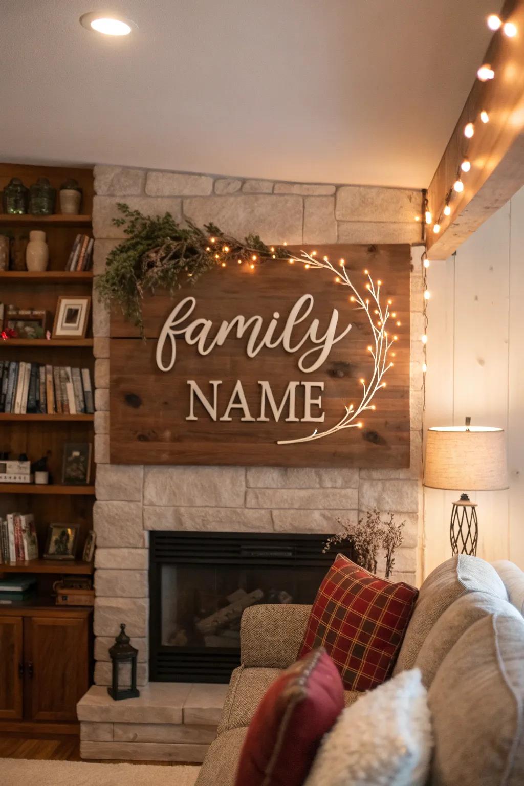 A timeless timber lineage name tablet imbuing warmth into a living space.