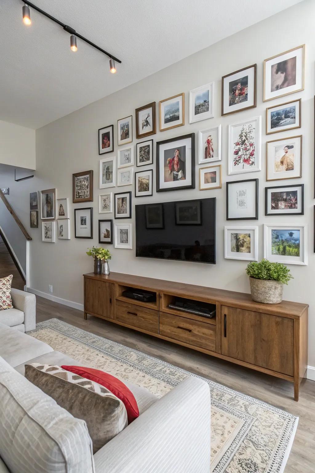 A curated gallery wall transforming family moments into cherished art.