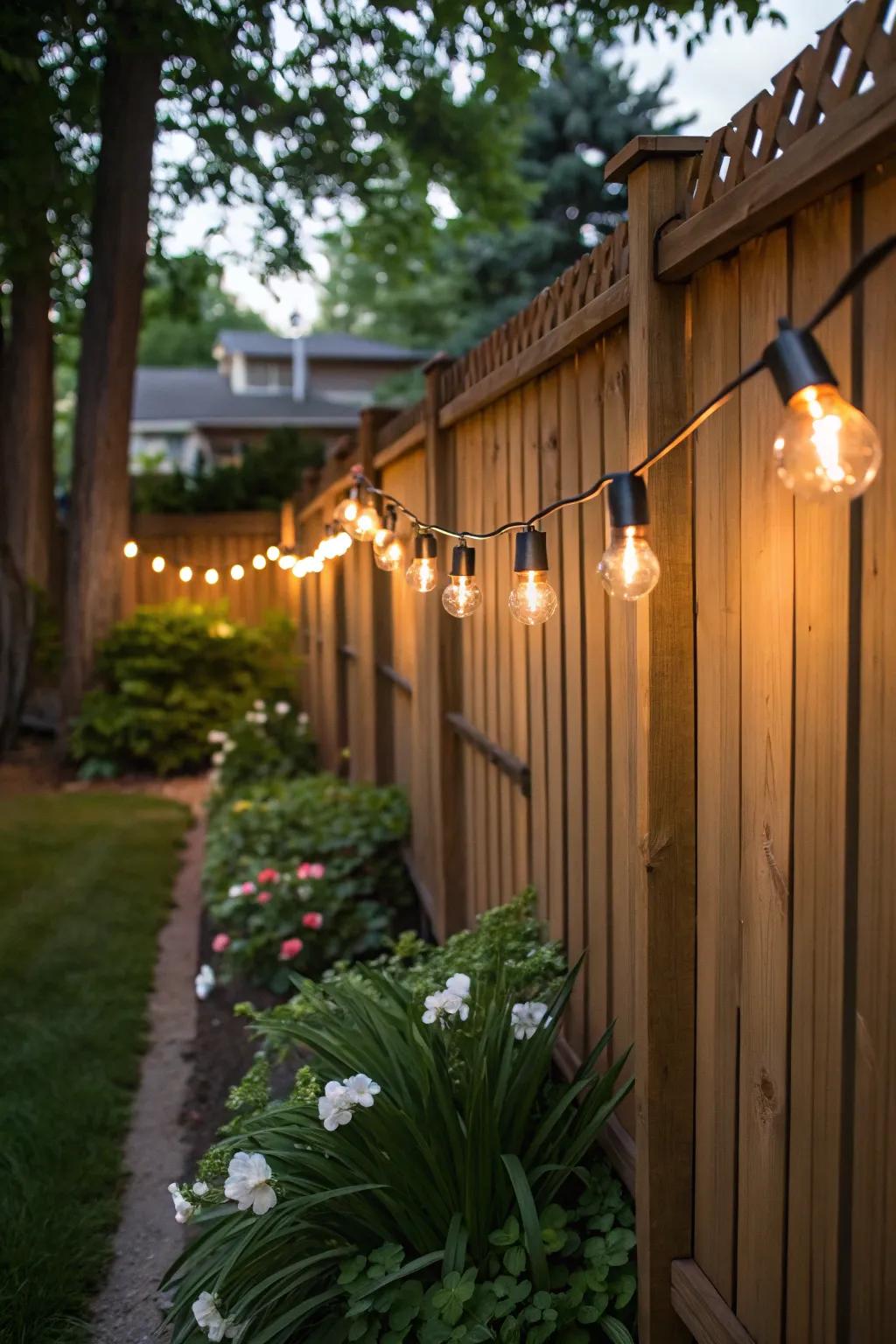 Light garlands introduce a magical element to any fence.