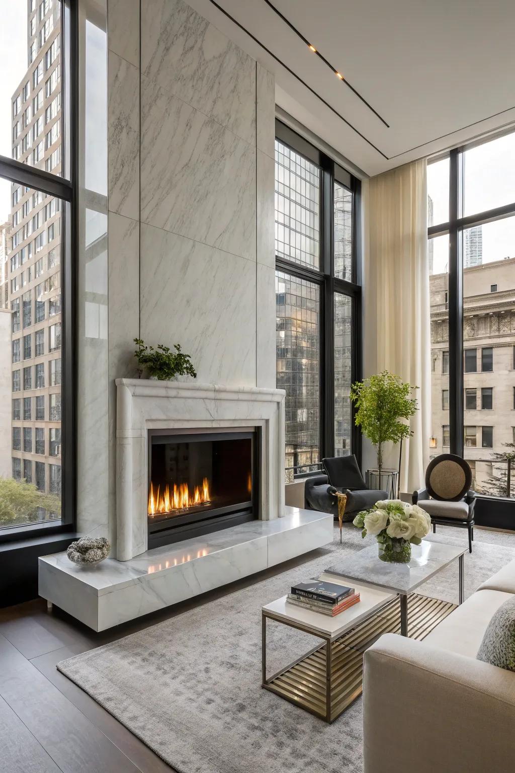 Create a minimalist elegance through a modern fireplace design.